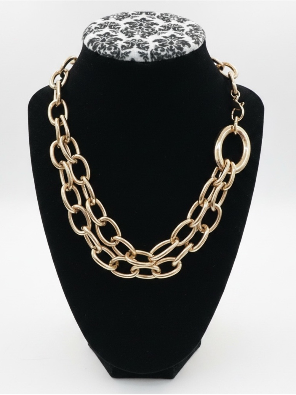 Gold-Tone Double Link Chain Necklace - Unbranded